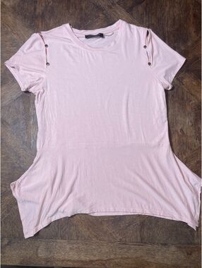 Ivanka Trump pink blouse gold stud buttons flowy size medium